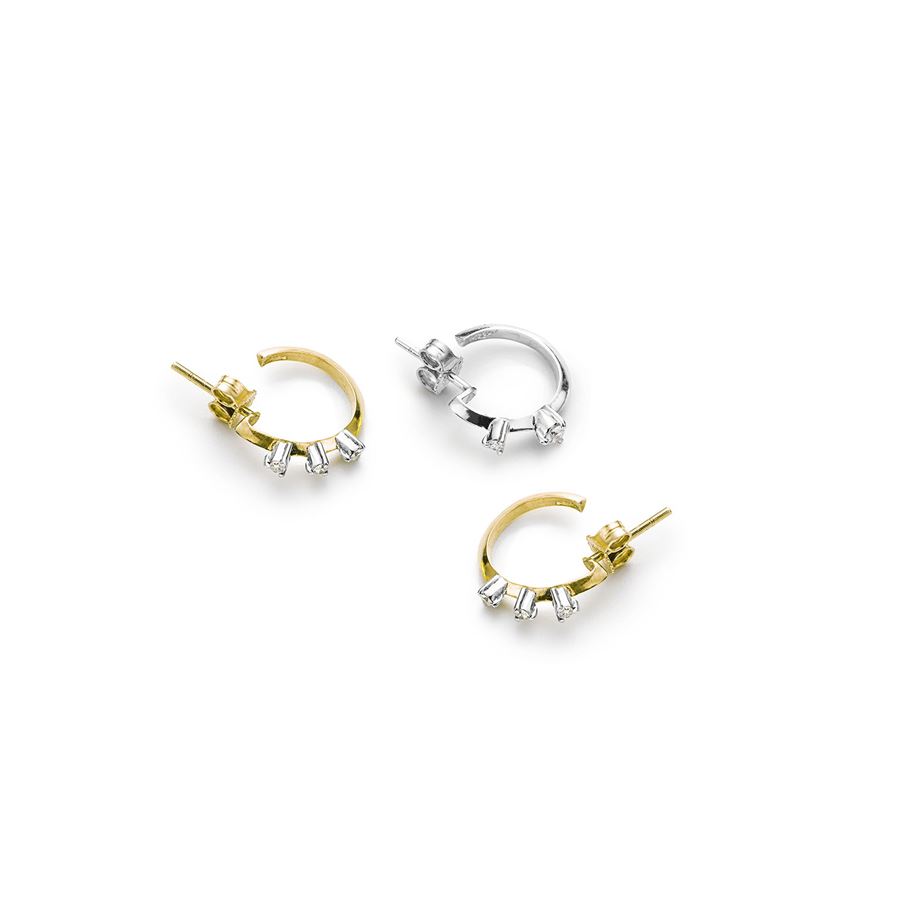 Set of three bicolor gold 'Balance' hoop earrings BALANCE | SET 3 OR CER BRILLAU18B/G